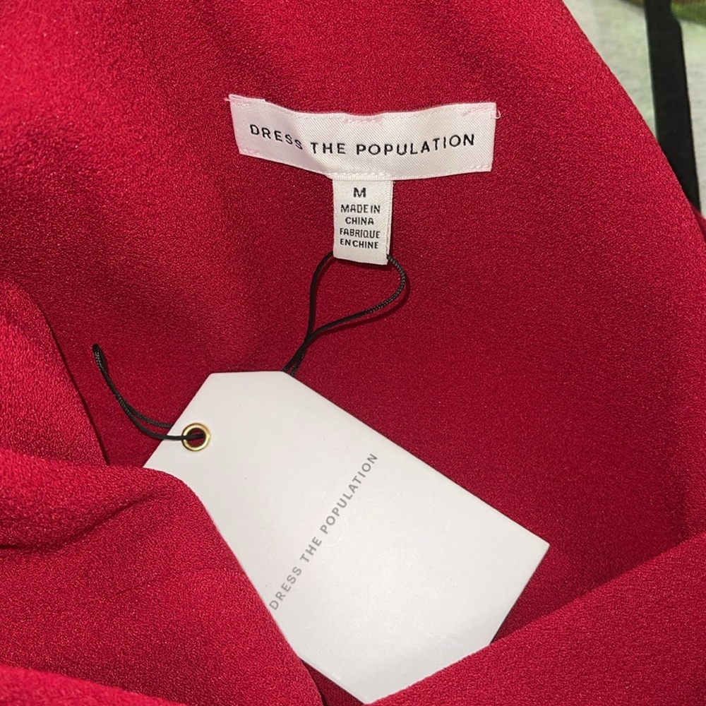 Dress the Population Elegant One-Shoulder Red Dress - Picture 5 of 5